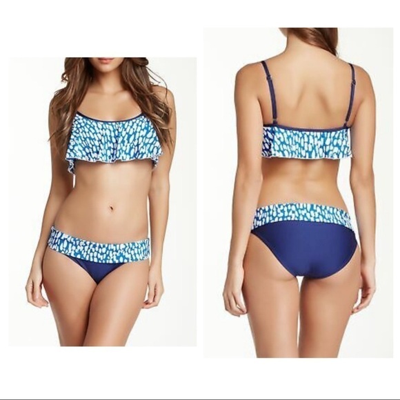 NEW Splendid Blue Coastal banded bikini bottoms - Picture 1 of 4